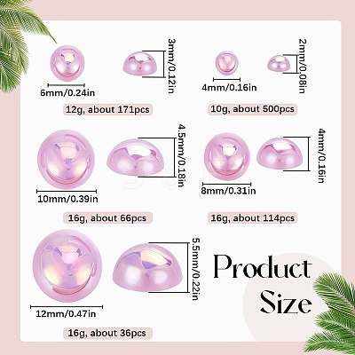 70G 5 Styles ABS Plastic Imitation Pearl Cabochons OACR-SC0001-45H-1