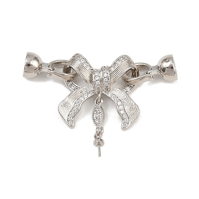 Brass Micro Pave Clear Cubic Zirconia Fold Over Clasps KK-U059-57P-1
