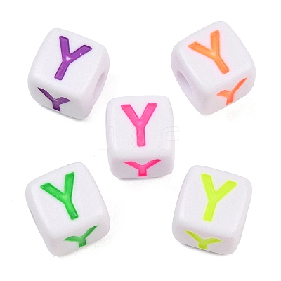 Opaque Acrylic Enamel European Beads AC-ACBA1794-04Y-1