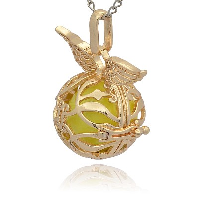 Golden Tone Brass Cage Pendants KK-J213-12G-1