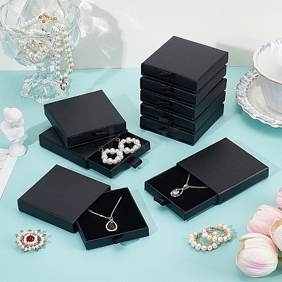 Cardboard Jewelry Set Storage Drawer Boxes CON-WH0112-007B-1