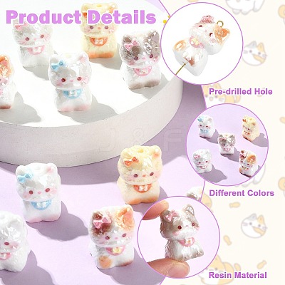 10Pcs 5 Colors Electroplate Opaque Resin Beads RESI-CJZ0001-12-1