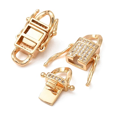 Brass Micro Pave Cubic Zirconia Twister Clasps CU-K002-20G-1