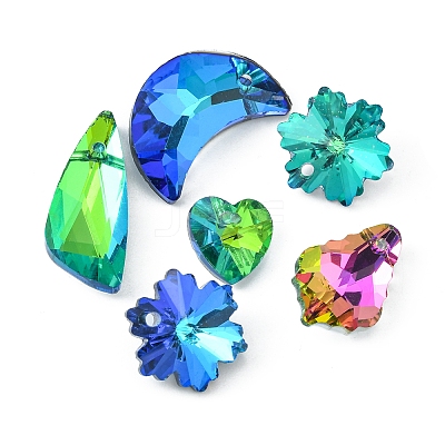 48Pcs 15 Style Glass Rhinestone Pendants EGLA-YW0001-41-1
