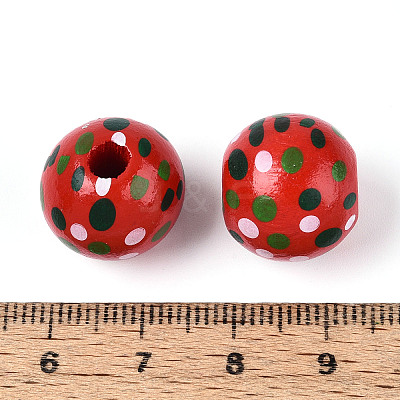 Spray Painted Schima Wood Beads WOOD-T032-36F-1
