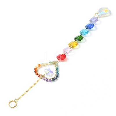 Glass Teardrop Pendant Decorations HJEW-JM01112-04-1