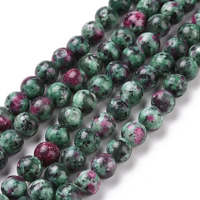 Synthetic Ruby in Zoisite Beads Strands G-S281-52-8mm-1-1