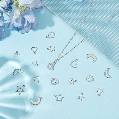 120Pcs 12 Styles Stainless Steel Charms STAS-WR0001-22-1