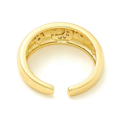 Clear Cubic Zirconia Moon and Star Open Cuff Ring for Women ZIRC-P096-03G-1