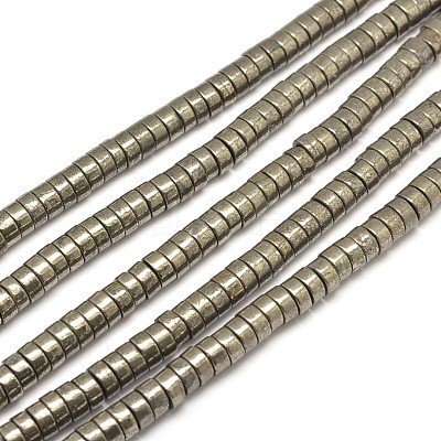 Flat Round/Disc Natural Pyrite Beads Strands X-G-I126-23-6x4mm-1