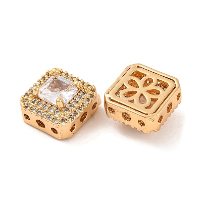 Brass Micro Pave Clear Cubic Zirconia Beads LS-KK-S389-29G-1