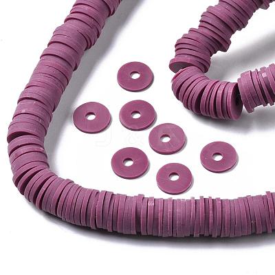 Flat Round Handmade Polymer Clay Beads CLAY-R067-12mm-05-1