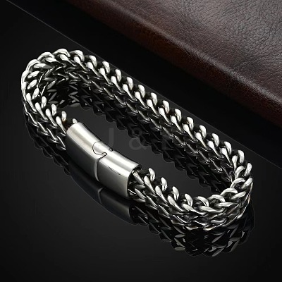 Punk Style 304 Stainless Steel Curb Chain Bracelets for Men WGFAED6-06-1