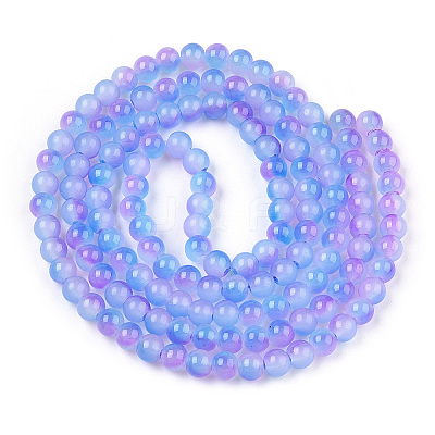 Baking Paint Imitation Jade Glass Round Bead Strands DGLA-N003-6mm-01-1
