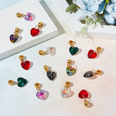 30Pcs 6 Color Glass Pendant PALLOY-GO00009-1