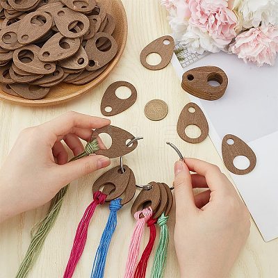 100Pcs Wood Floss Bobbin DIY-BC0013-82B-1