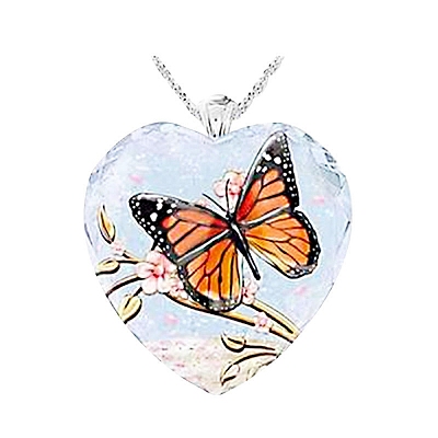 Heart Glass Pendant Necklaces PW23052489139-1