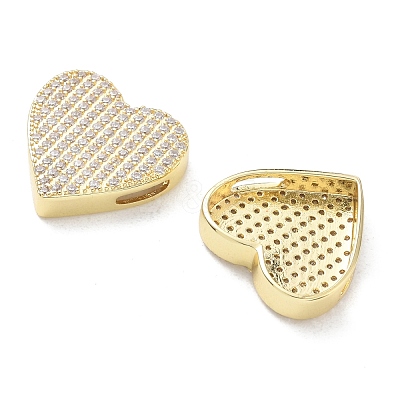 Rack Plating Brass Micro Pave Cubic Zirconia Slide Charms CU-CBA01AA-27G-1