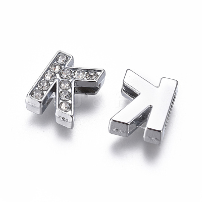 Alloy Initial Slide Charms with Grade A Rhinestones ALRI-R032-K-FF-1