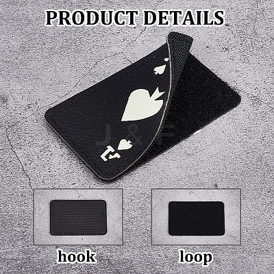 4Pcs Ace of Spades Playing Card Reflective Nylon and Polyester Hook and Loop Tapes AJEW-GA0009-03B-1
