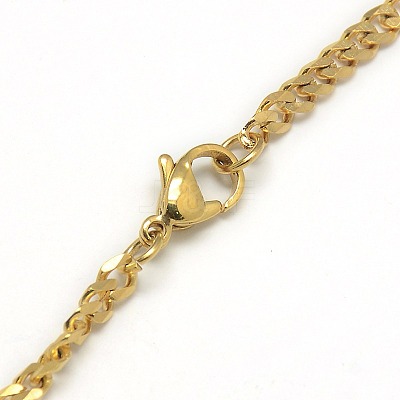 Trendy Men's 201 Stainless Steel Curb Chain Necklaces NJEW-L043A-42G-1