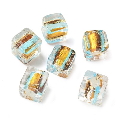 Silver Foil Glass Beads FOIL-D074-01E-1