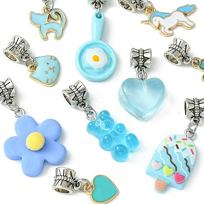 10Pcs 10 Styles Alloy Enamel & Resin European Dangle Charms PALLOY-FZ00006-1