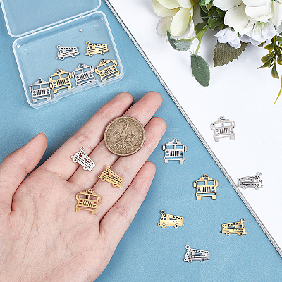 16Pcs 4 Styles 201 Stainless Steel Pendants STAS-UN0035-69-1
