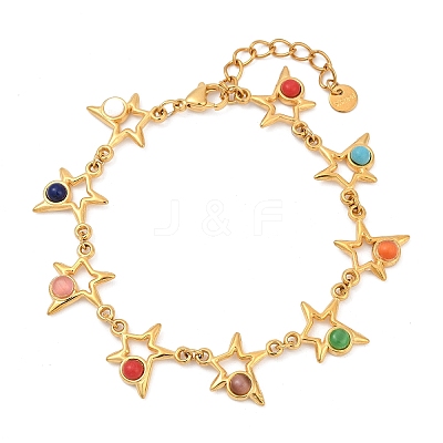 Bohemia Style 304 Stainless Steel Link Chain Bracelets for Women BJEW-M082-01G-03-1