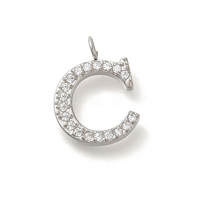 304 Stainless Steel Micro Pave Cubic Zirconia Pendants STAS-H228-06P-C-1