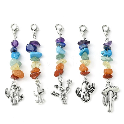 5Pcs Alloy Cactus Pendant Decoration HJEW-JM01553-01-S-1