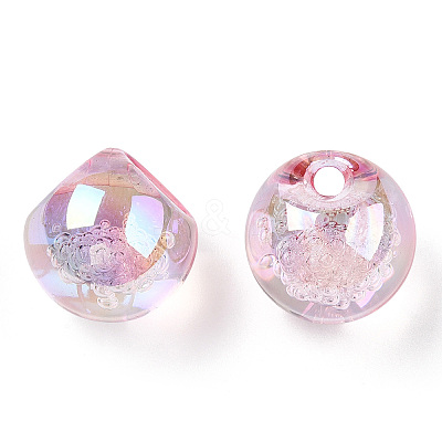 UV Plating Rainbow Iridescent Acrylic Beads X-OACR-G012-04D-1