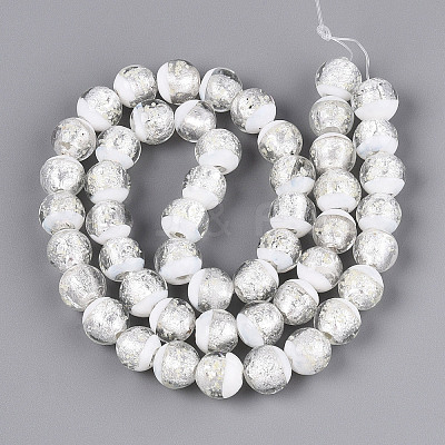 Luminous Handmade Lampwork Silver Foil Beads Strand FOIL-N029-03A-1