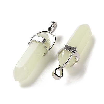 Bullet Pointed Synthetic Luminous Stone Pendants LUMI-PW0001-055-B-1