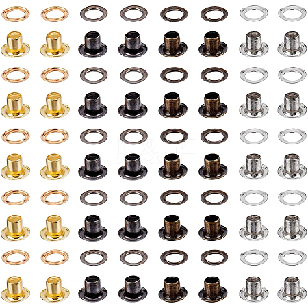 200 Sets 4 Colors Iron Grommet Eyelet Findings SCRA-GF0001-10A-05-1