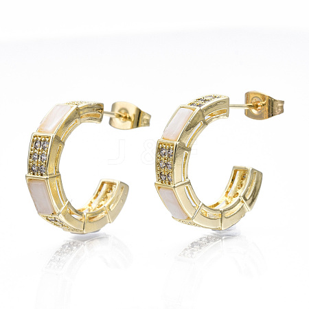 Cubic Zirconia Open Hoop Earrings EJEW-N015-16-NF-1