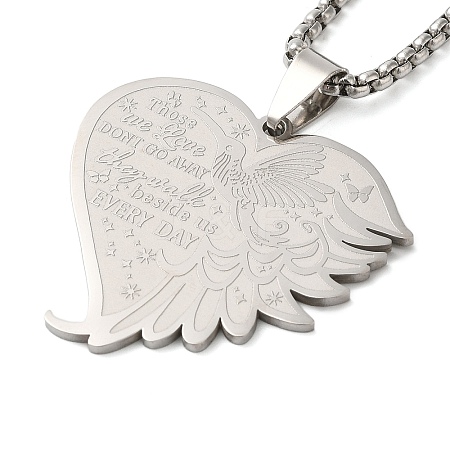 Non-Tarnish Hummingbird Heart 201 Stainless Steel Those We Love Dont Go Away Pendant Necklaces for Women and Men LS-NJEW-F324-02P-1
