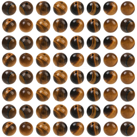 200Pcs Round Natural Tiger Eye Beads G-SP0001-21A-1