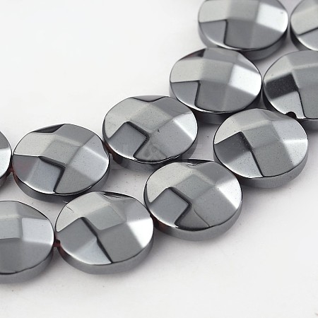Electroplated Non-magnetic Synthetic Hematite Flat Round Bead Strands G-L368-06G-1