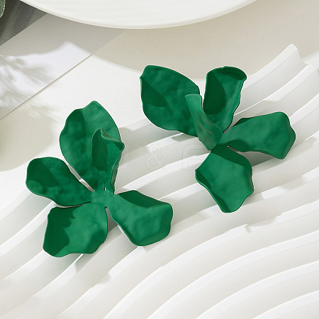 Flower Spray Painted Alloy Stud Earrings FS-WG7186F-02-1