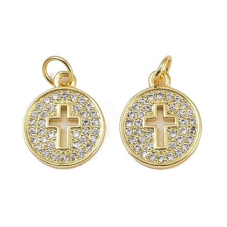 Brass Micro Pave Cubic Zirconia Pendants KK-I358-031G-1