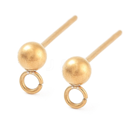Ion Plating(IP) 304 Stainless Steel Ball Post Stud Earring Findings X-STAS-E163-44G-01-1