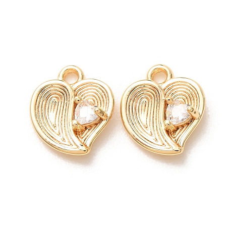 Valentine's Day Brass Micro Pave Clear Cubic Zirconia Charms KK-A304-24F-G-1