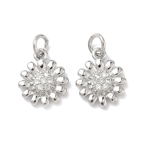 Brass Micro Pave Clear Cubic Zirconia Pendants KK-P349-10P-1