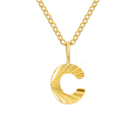 Personalized Stainless Steel Textured Alphabet Initial Pendant Necklaces for Women Men RF0956-3-1