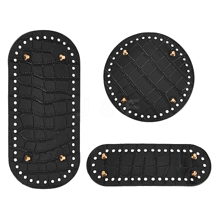 3Pcs 3 Style PU Leather Flat Round Bag Bottom FIND-WR0004-43A-1