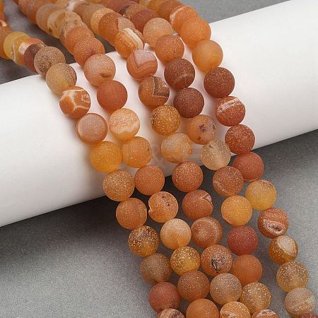 Natural Druzy Agate Beads Strands G-NH0024-A07-8mm-1