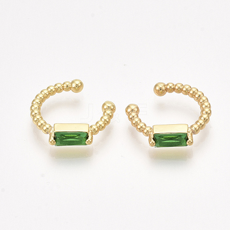 Brass Cubic Zirconia Cuff Earrings X-EJEW-S201-181B-1