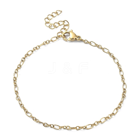 Ion Plating(IP) 316 Surgical Stainless Steel Figaro Chain Bracelets for Women BJEW-D023-03G-1