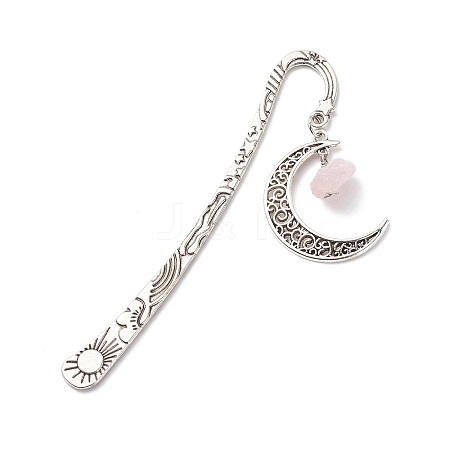 Natural Rose Quartz Raw Beads Bookmarks X-AJEW-JK00201-01-1